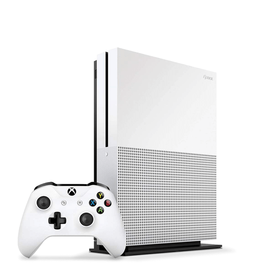A white Microsoft Xbox One and controller.