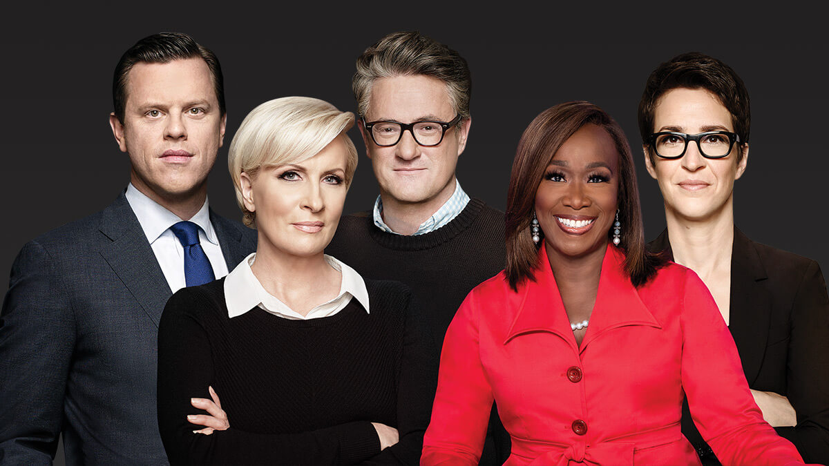 Images de hôtes MSNBC, y compris Mika Brzezinski, Joe Scarborough, Brian Williams et Rachel Maddow.