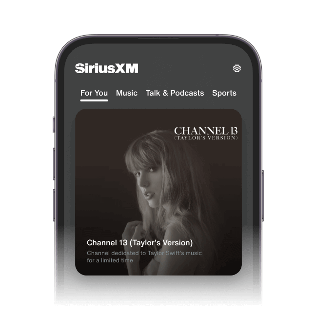 SiriusXM app featuring Channel 13 (Taylor's Version)