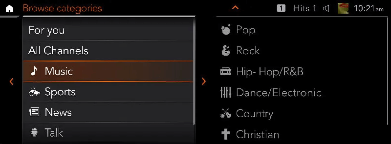 SiriusXM 360L Genre Categories