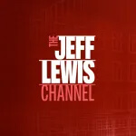 Le texte noir et rouge indique The Jeff Lewis Channel sur un fond clair, avec THE et CHANNEL en rouge et JEFF LEWIS, avec le nom de Jeff Lewis en lettres noires grasses.