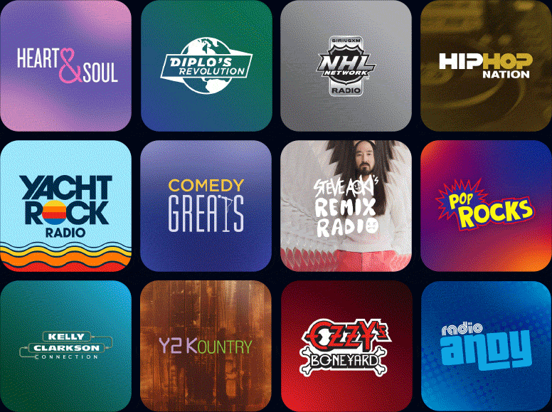 Une sélection de logos de chaînes SiriusXM