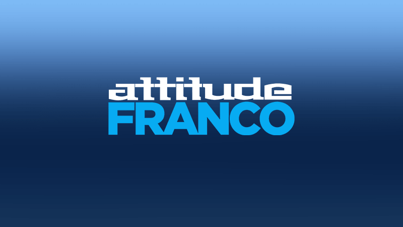 The image has a blue gradient background with the words Attitude Franco in bold text—yu can listen to Montreal Alouette CFL coverage on Attitude Franco